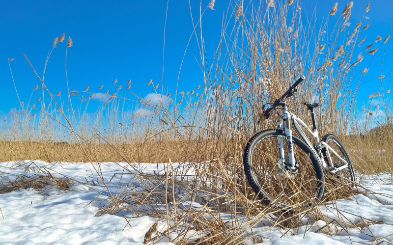 Biking on frozen snow
