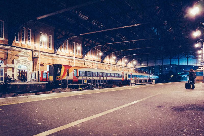 Bournemouth Railway Station late in the evening