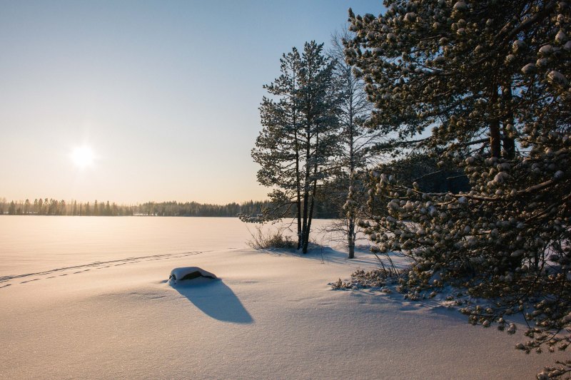 Winterday on a frozen lake