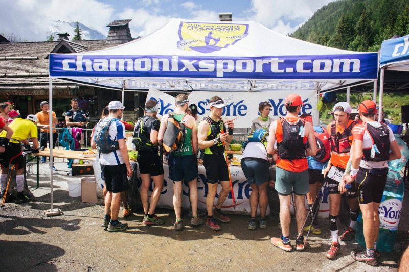 Aid station at Marathon du Mont Blanc