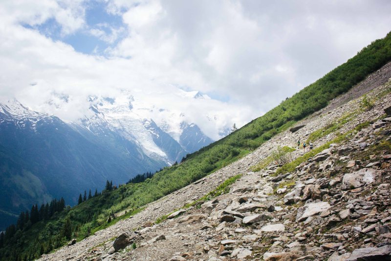 Approaching the finish line with views to Mont Blanc