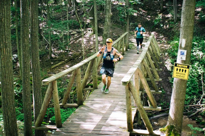 Crossing a bridge in North Face Endurance Challenge Ontario