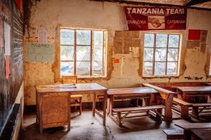 Campsite by a school on Kilimanjaro Stage run