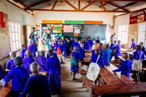 Visiting a school in Tanzania during Kilimanjaro Stage Run