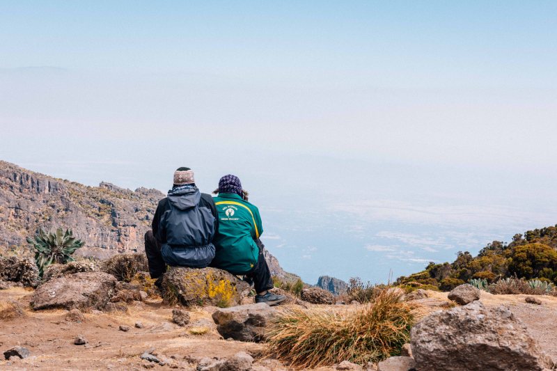 Porters on a break at Barranco camp