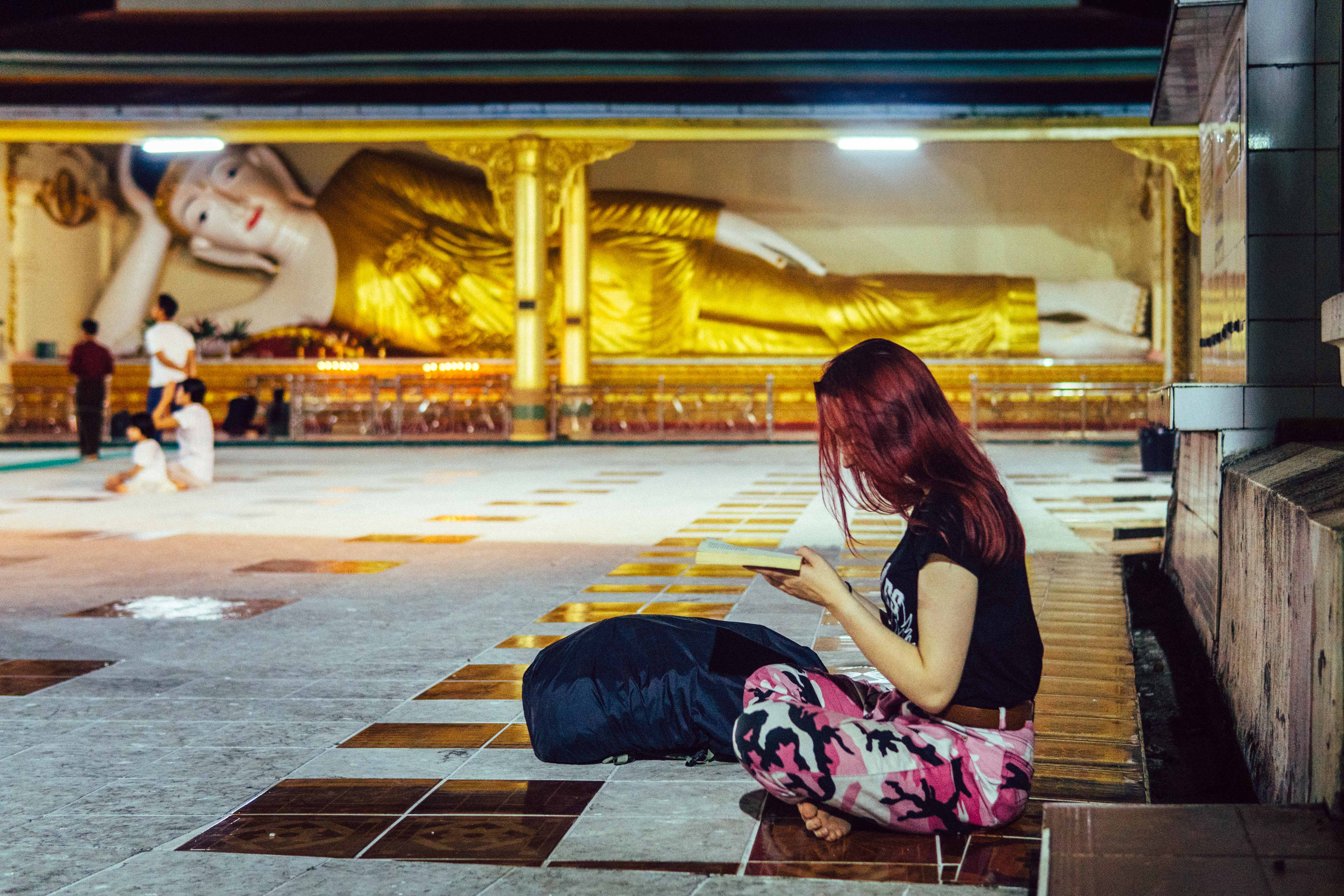 Reading in Ye Pagoda, Myanmar